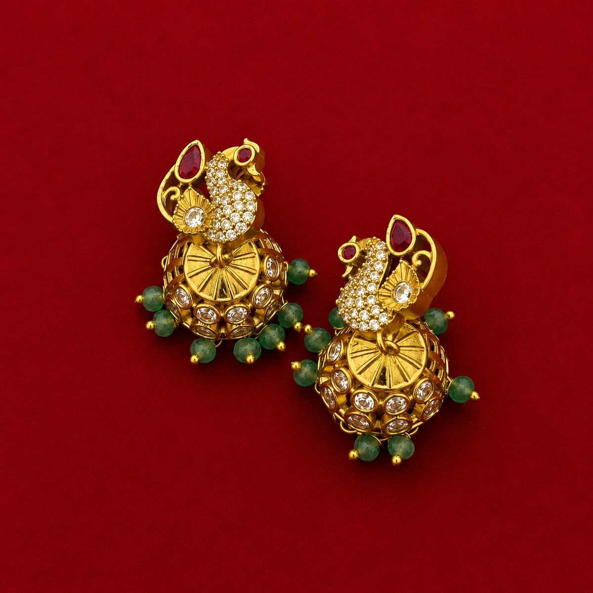 Peacock Kundan Ruby CZ Choker Set