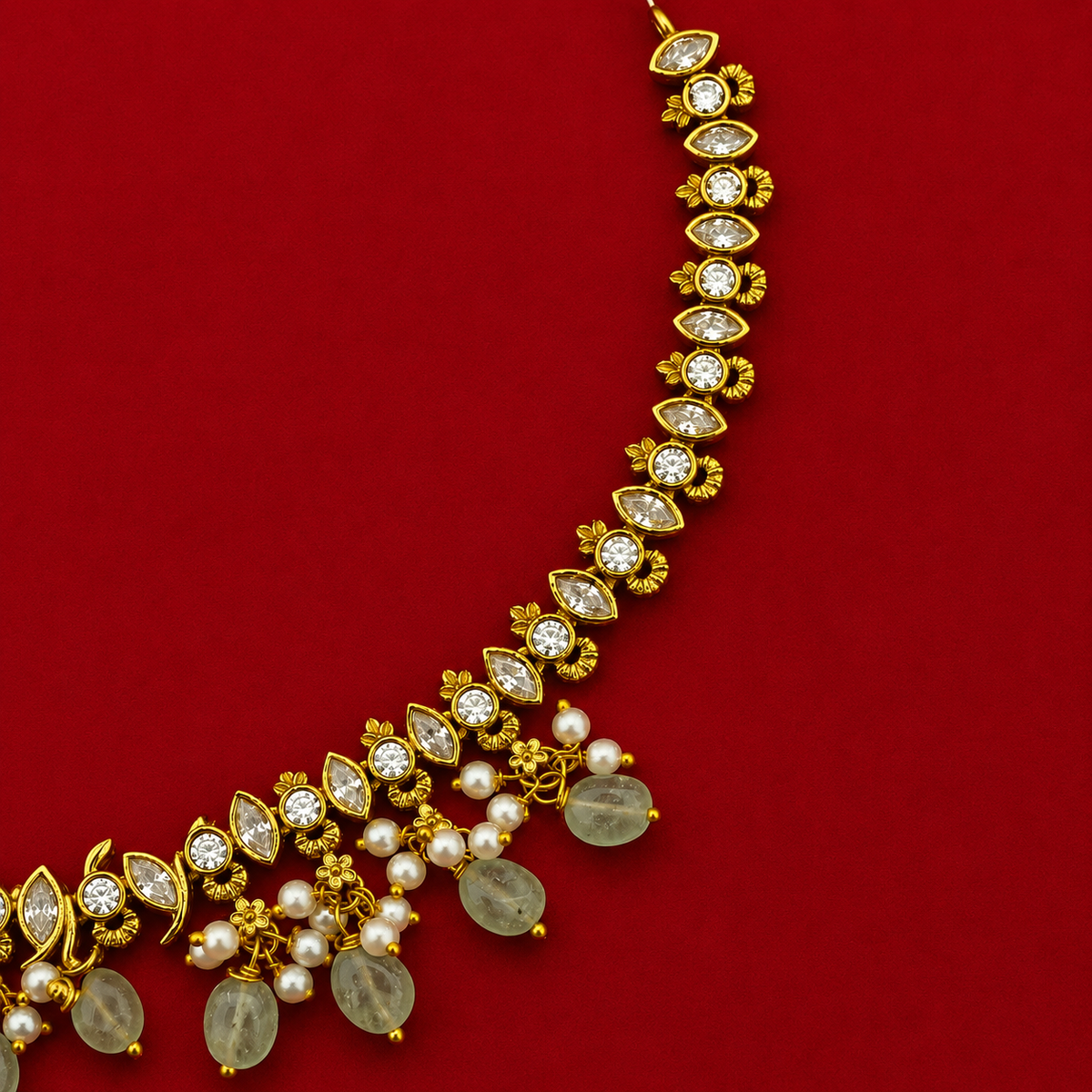 Peacock Kundan Ruby CZ Choker Set
