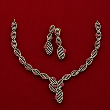Elegant CZ Leaf Party Wear Necklace