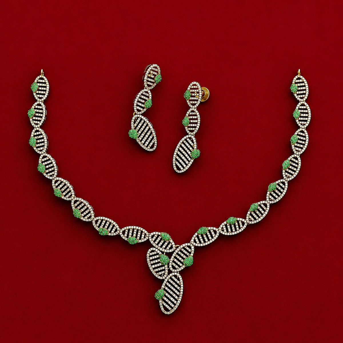 Elegant CZ Leaf Party Wear Necklace