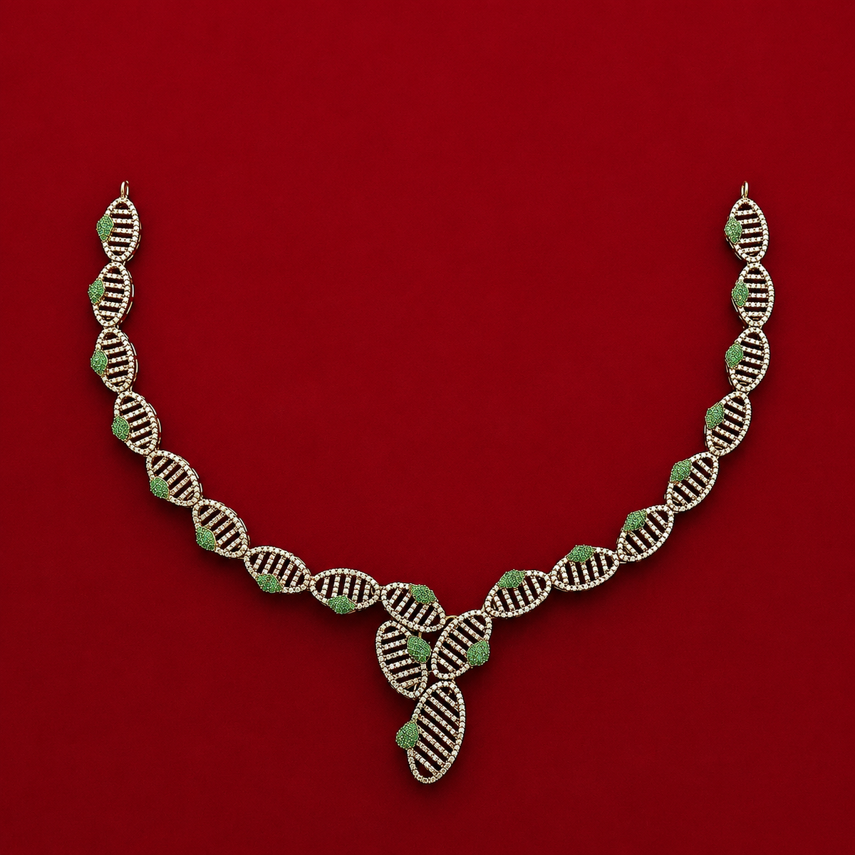 Elegant CZ Leaf Party Wear Necklace
