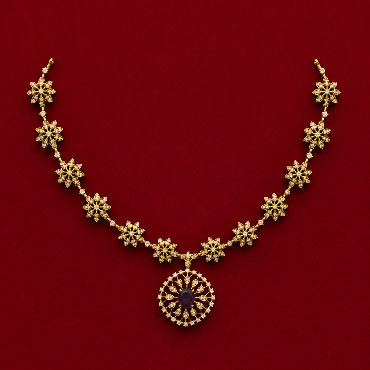 Elegant Floral CZ Necklace Set