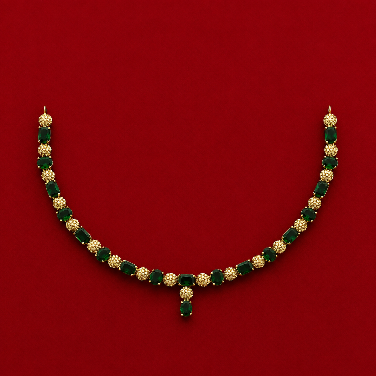 Elegant Emerald Green CZ Necklace Set