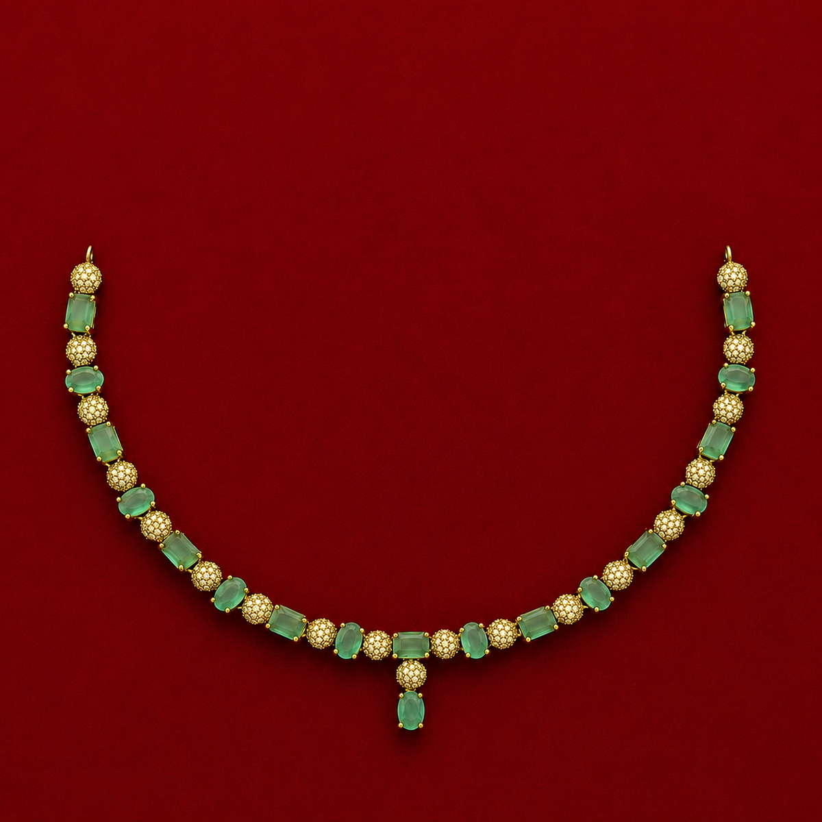 Elegant Aqua Green CZ Necklace Set