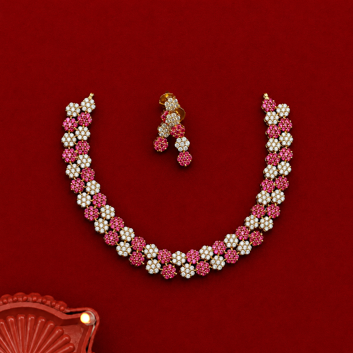 Ruby Floral Blossom Necklace
