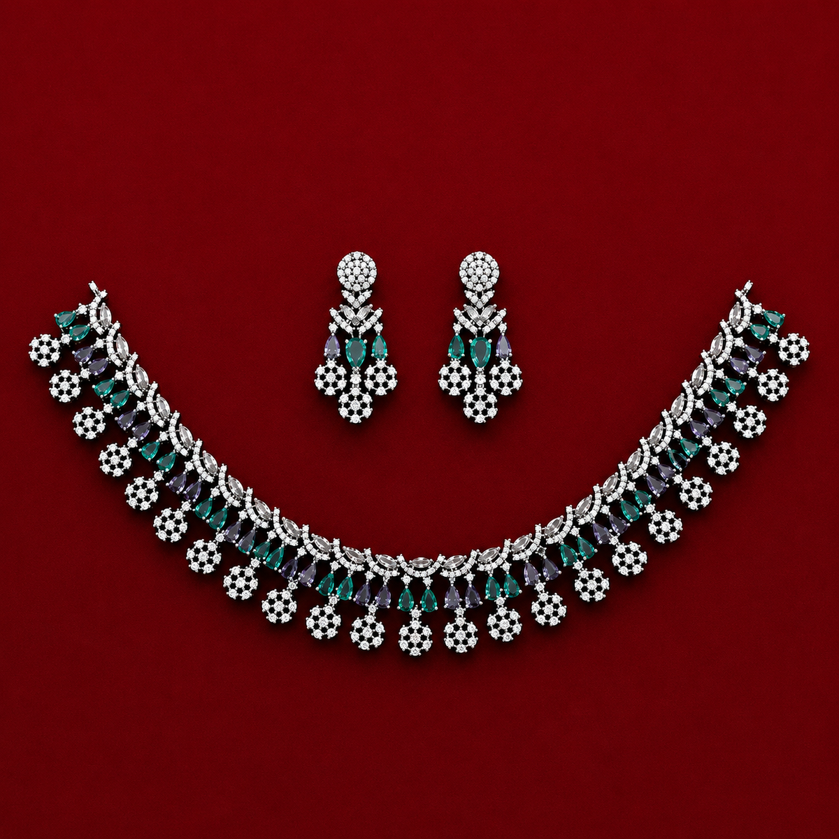 Purple Pastel Flora Zircon Neckpiece