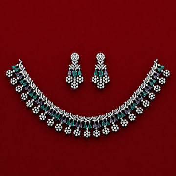 Purple Pastel Flora Zircon Neckpiece