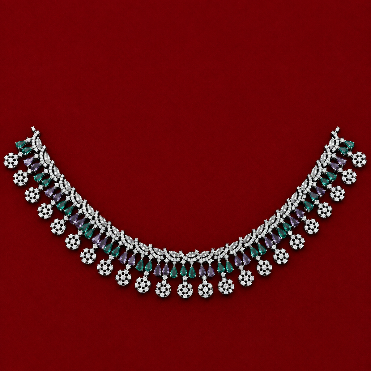 Purple Pastel Flora Zircon Neckpiece