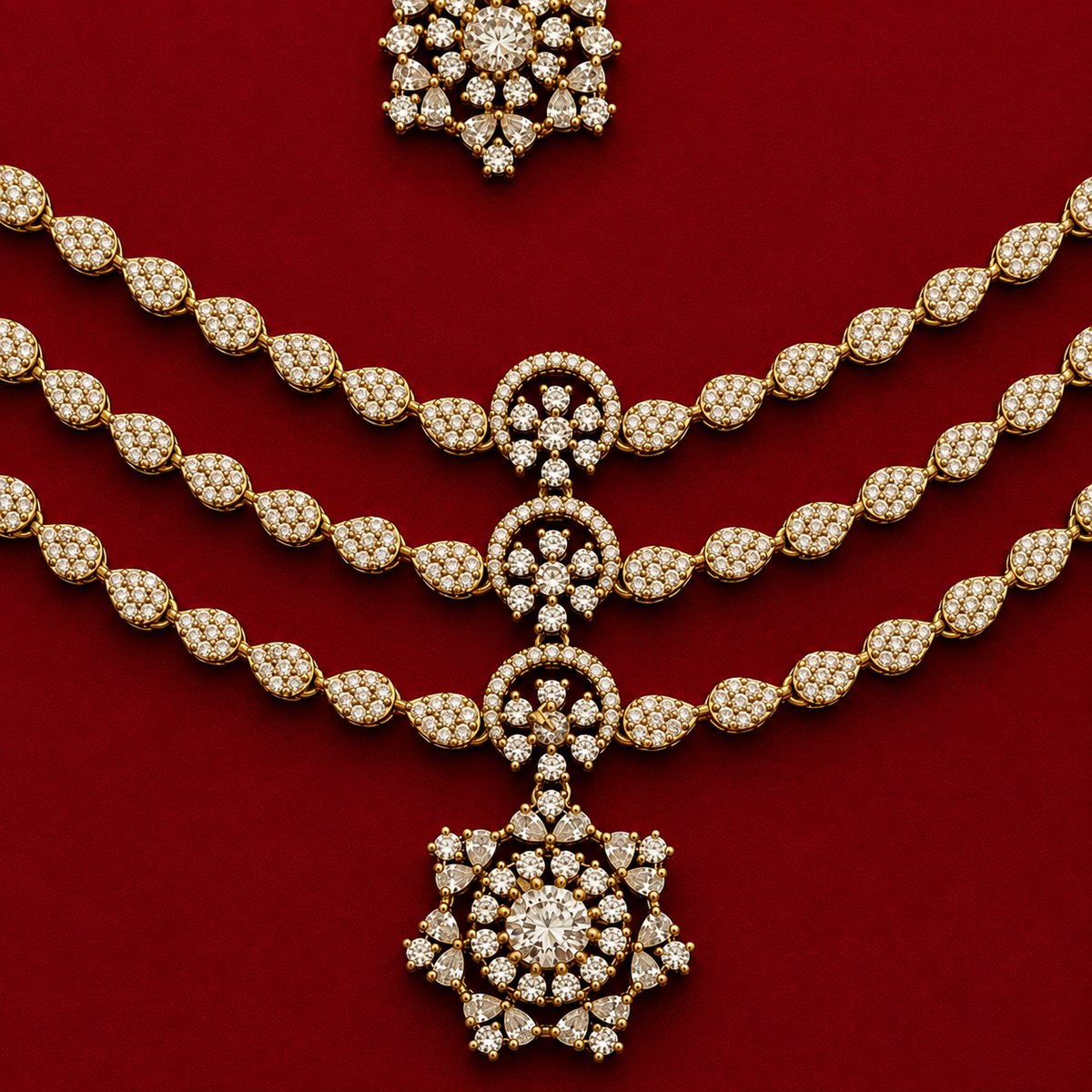 Triple Layer CZ Necklace Set