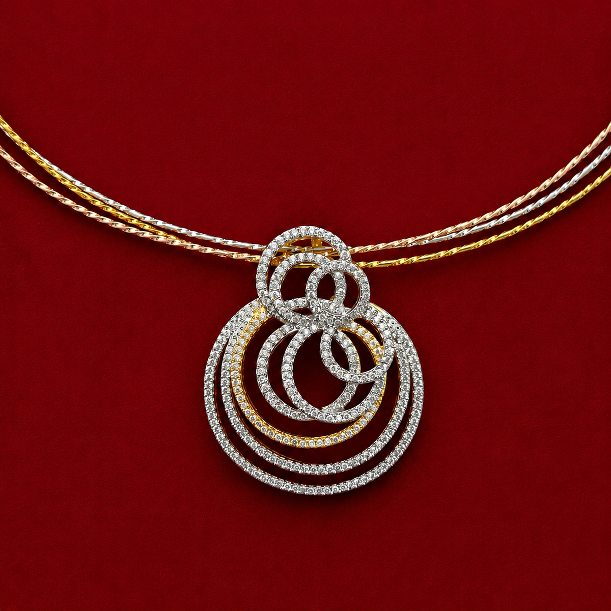 Dual Tone CZ Pendant Set