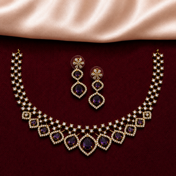 Violet Teardrop CZ Necklace Set