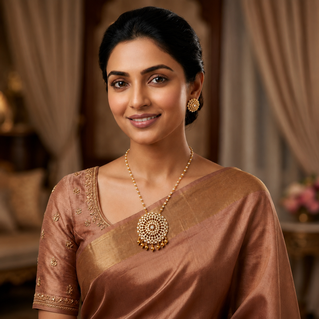 CZ Pearl Pendant Necklace Set