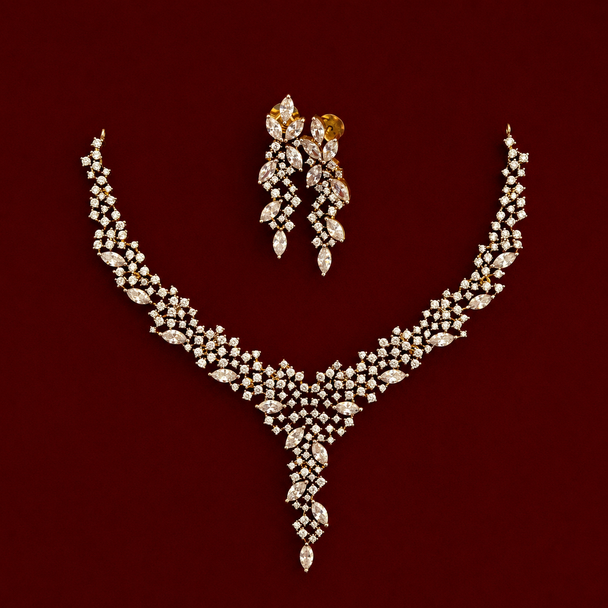 Celestial Diamond V-Line Necklace Set