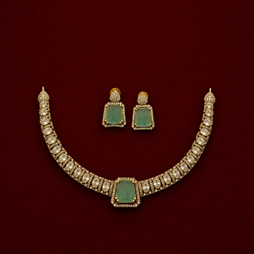 Mint Green CZ Choker Necklace Set