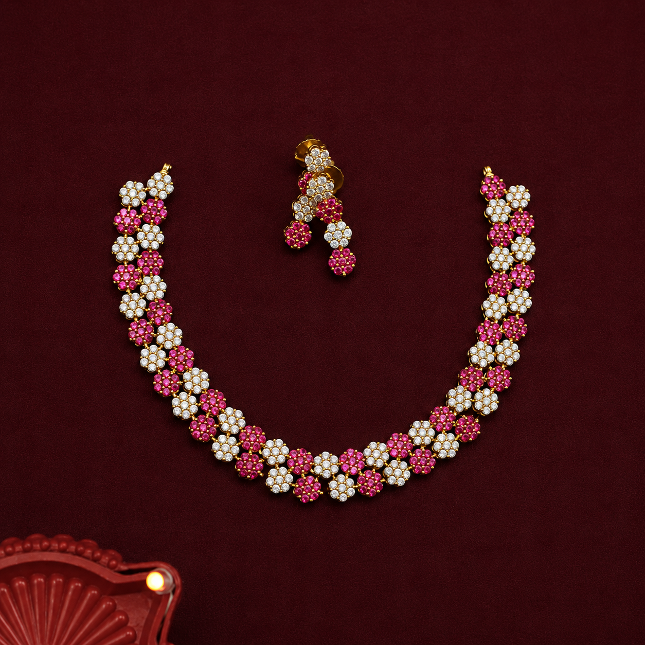 Ruby Floral Blossom Necklace