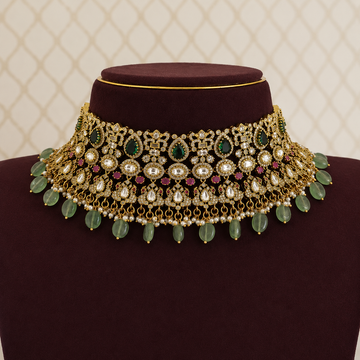 Grandeur Victorian Moissanite 4 Layer Bridal Choker Set