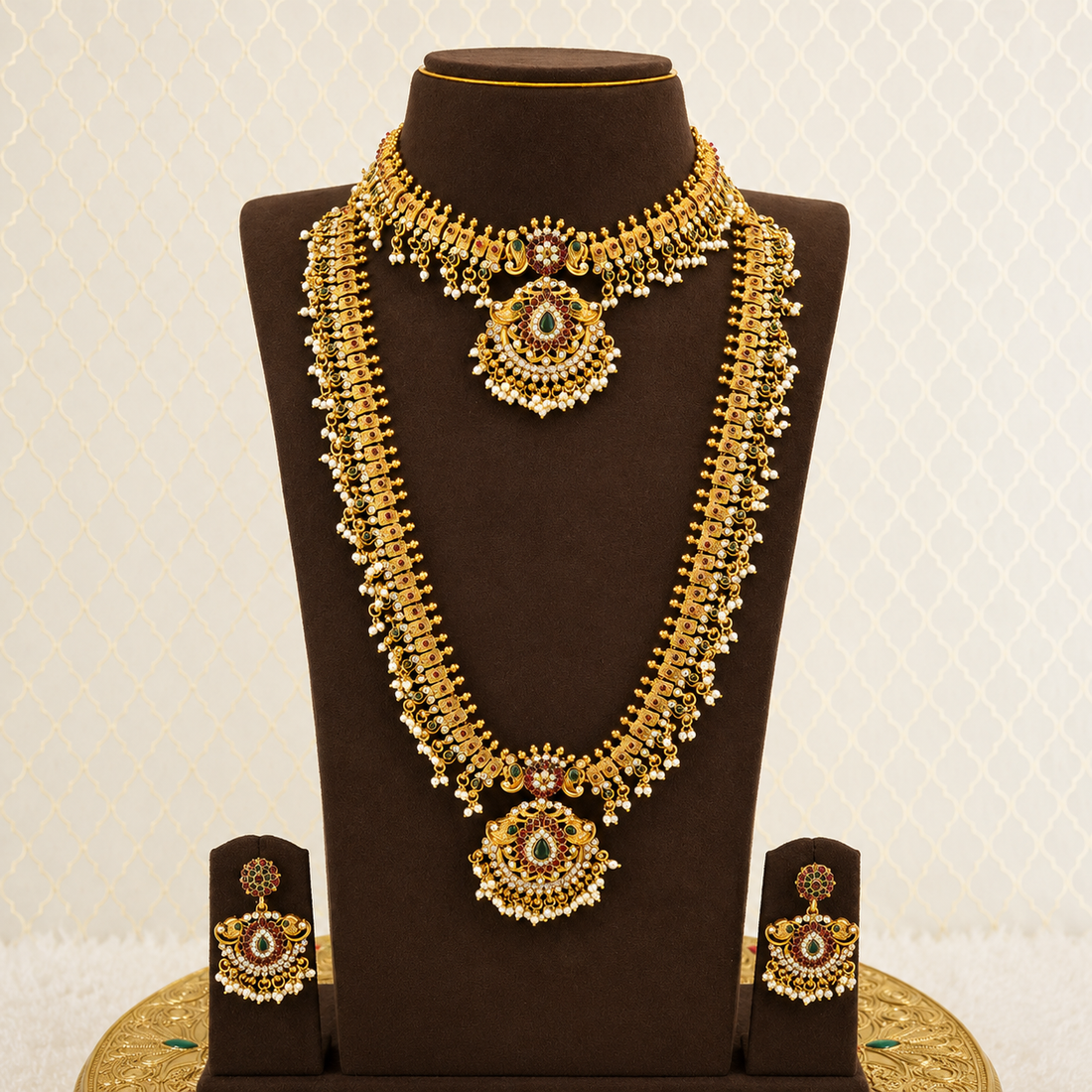 Royal Pearl Kundan Bridal Combo Set