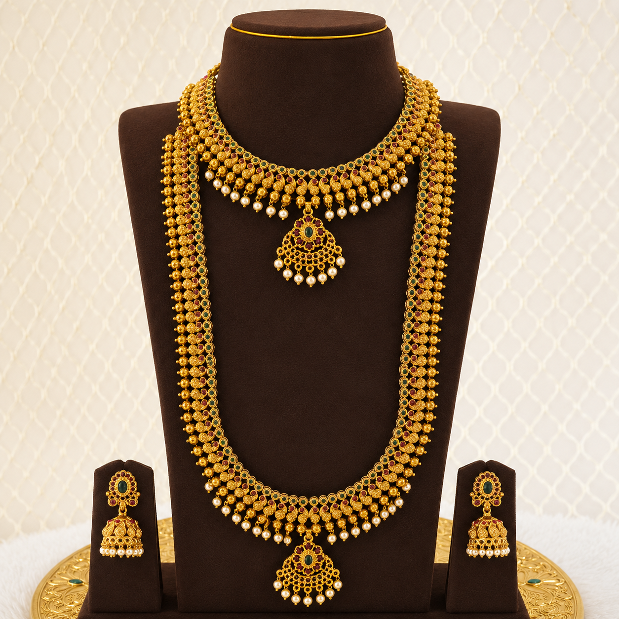 Emerald Pearl Bridal Combo Set