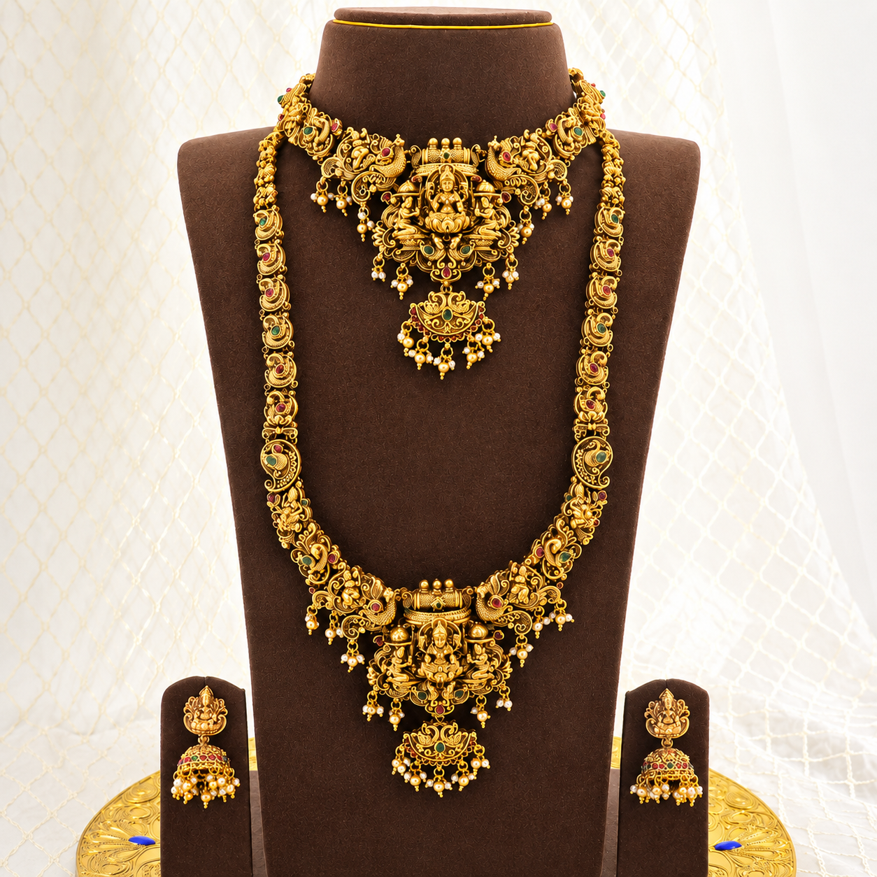 Royal Lakshmi Peacock Temple Bridal Set