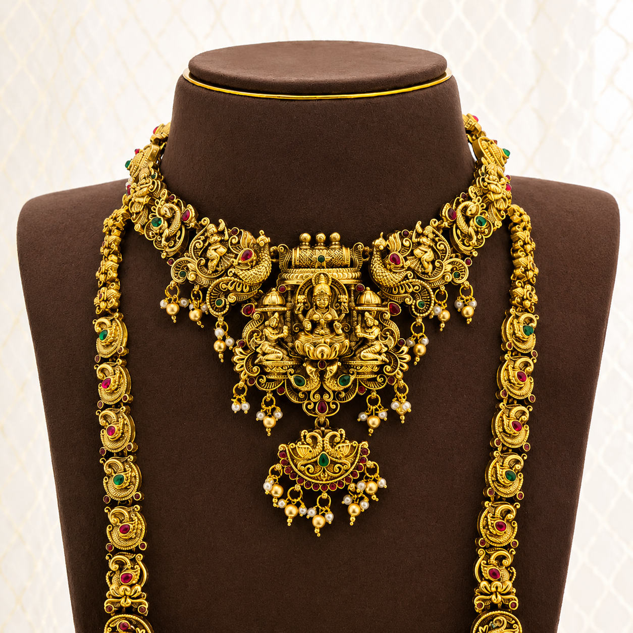Royal Lakshmi Peacock Temple Bridal Set