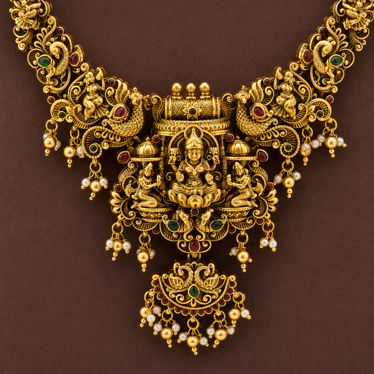 Royal Lakshmi Peacock Temple Bridal Set