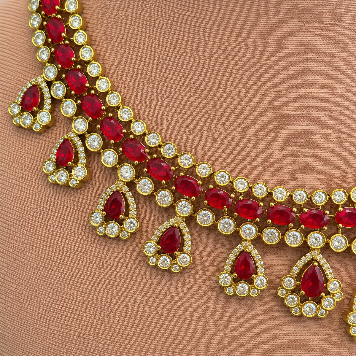 Ruby Kundan Choker Necklace Set