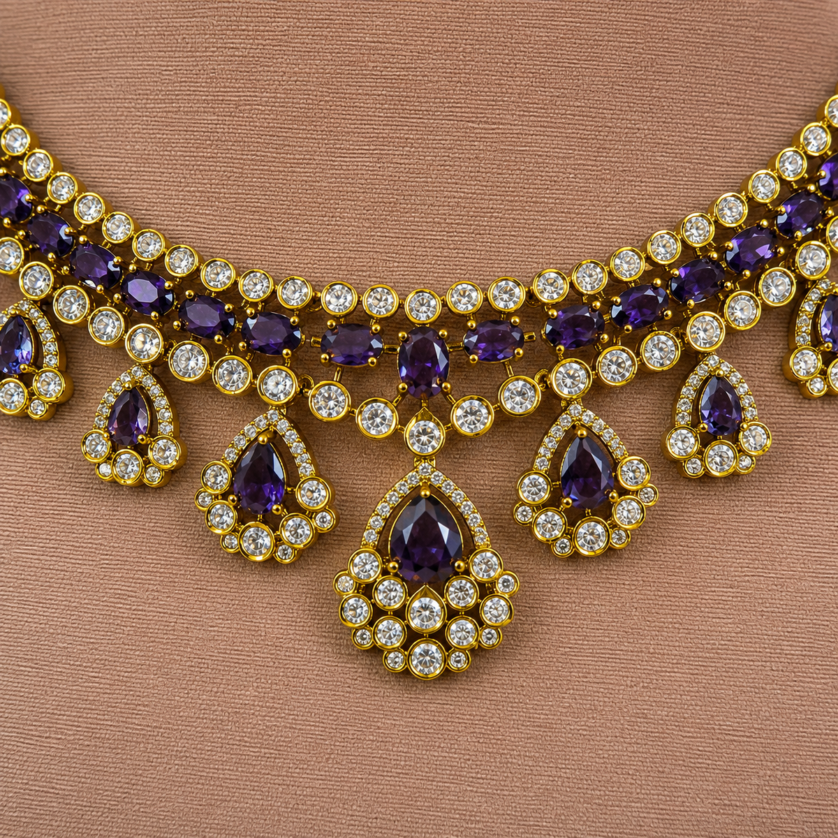 Amethyst Kundan Choker Necklace Set