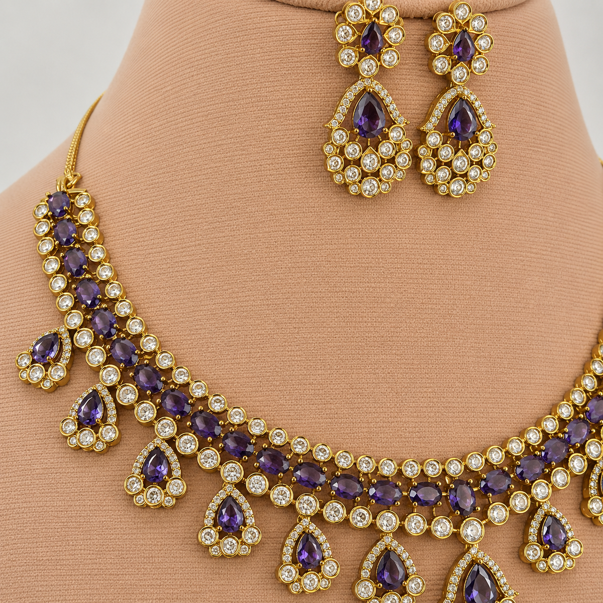 Amethyst Kundan Choker Necklace Set