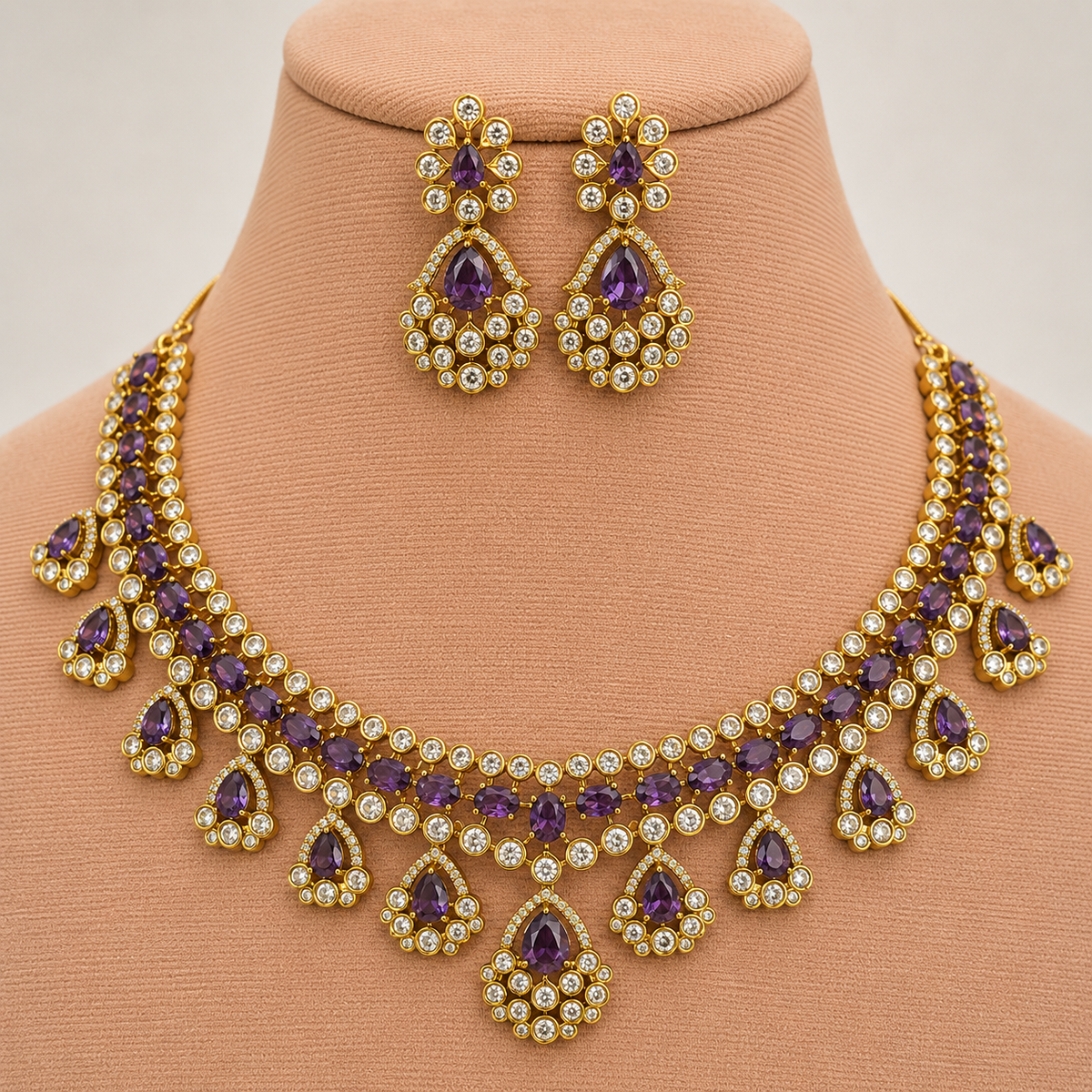 Amethyst Kundan Choker Necklace Set