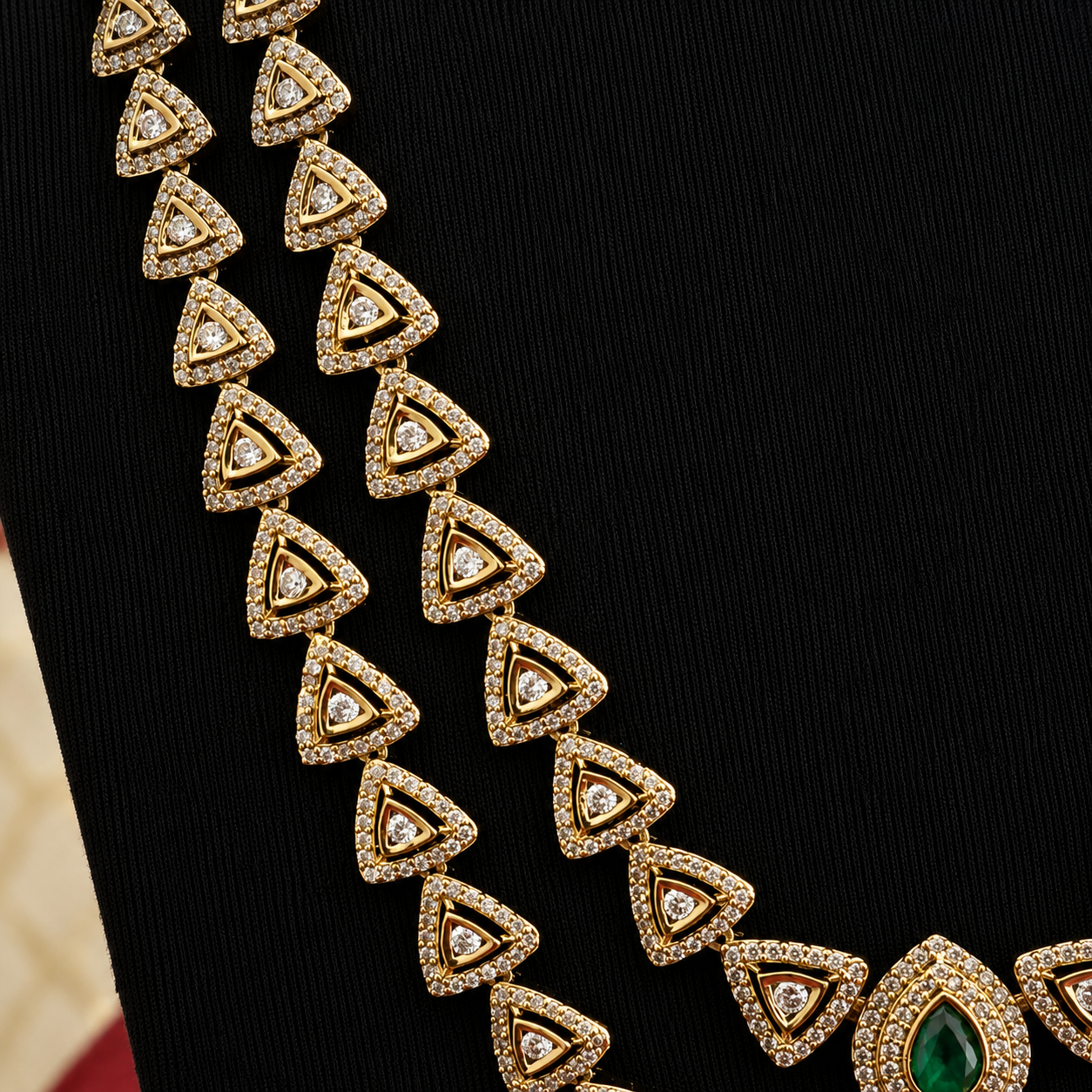 Petite Dual-Layer Triangle CZ Necklace Set