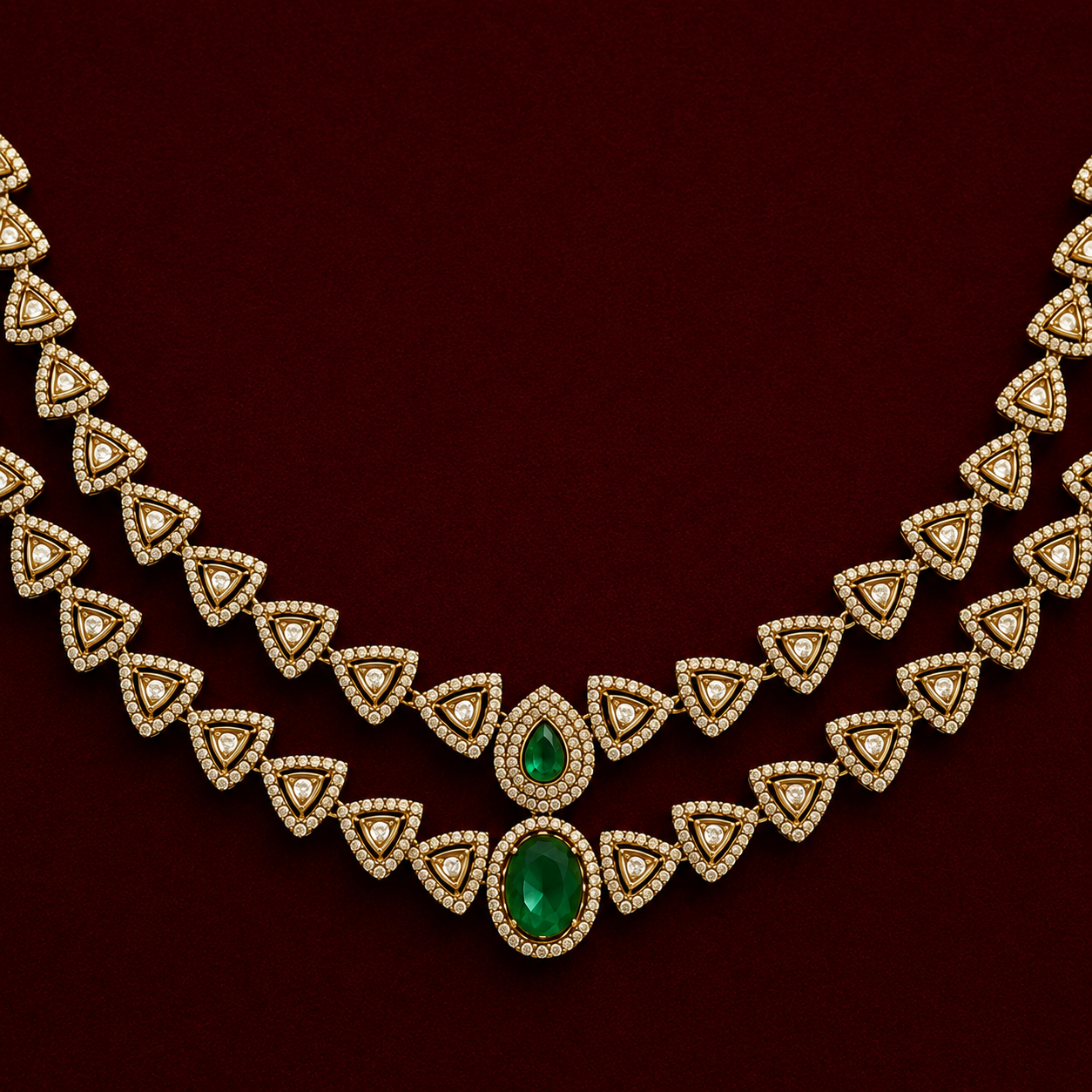 Petite Dual-Layer Triangle CZ Necklace Set
