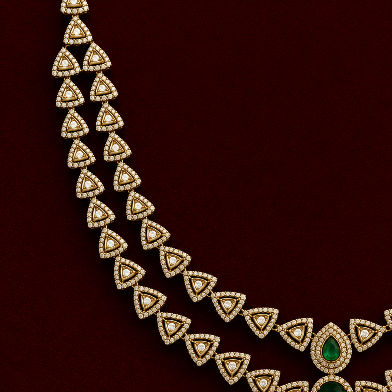 Petite Dual-Layer Triangle CZ Necklace Set