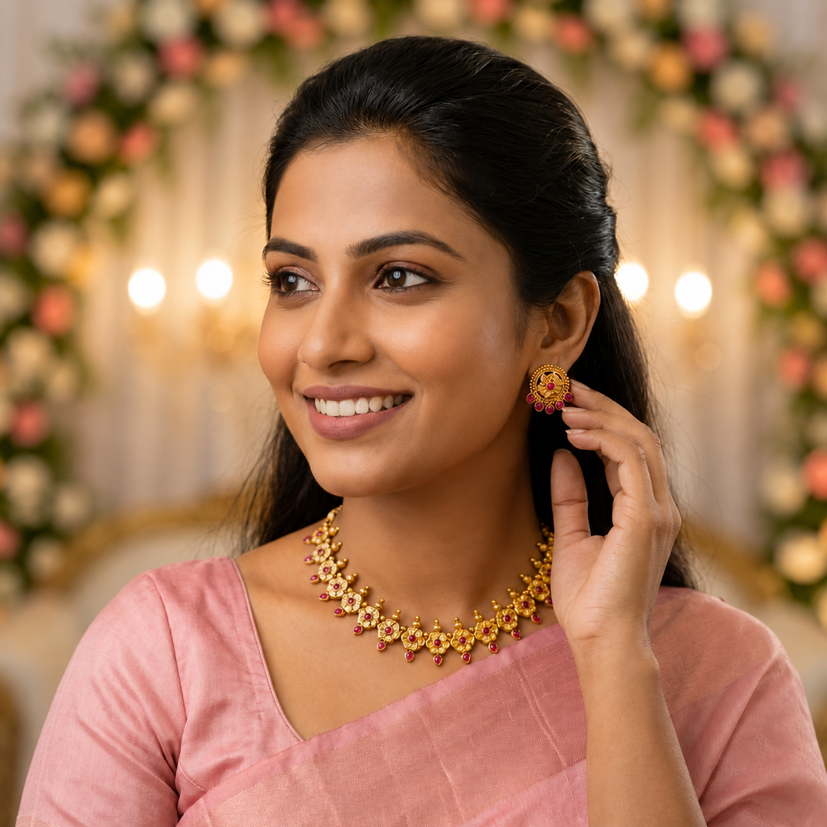 Ruby Floral Antique Choker Set