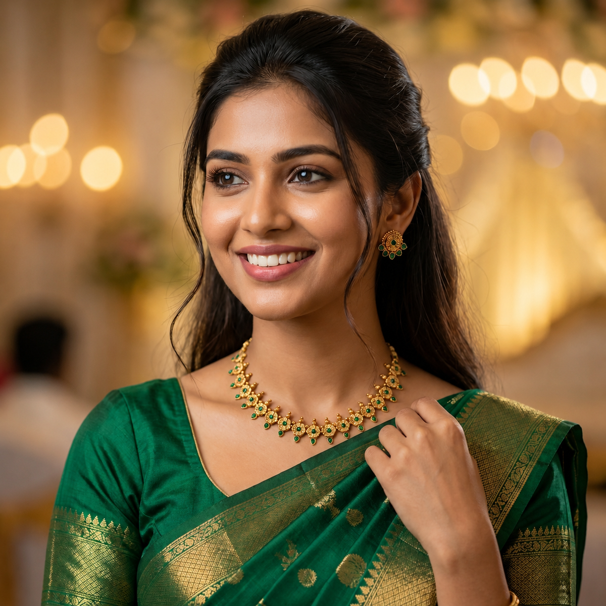Emerald Floral Antique Choker Set