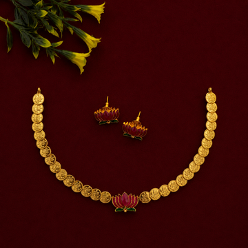 Lakshmi Coin Lotus Necklace Set