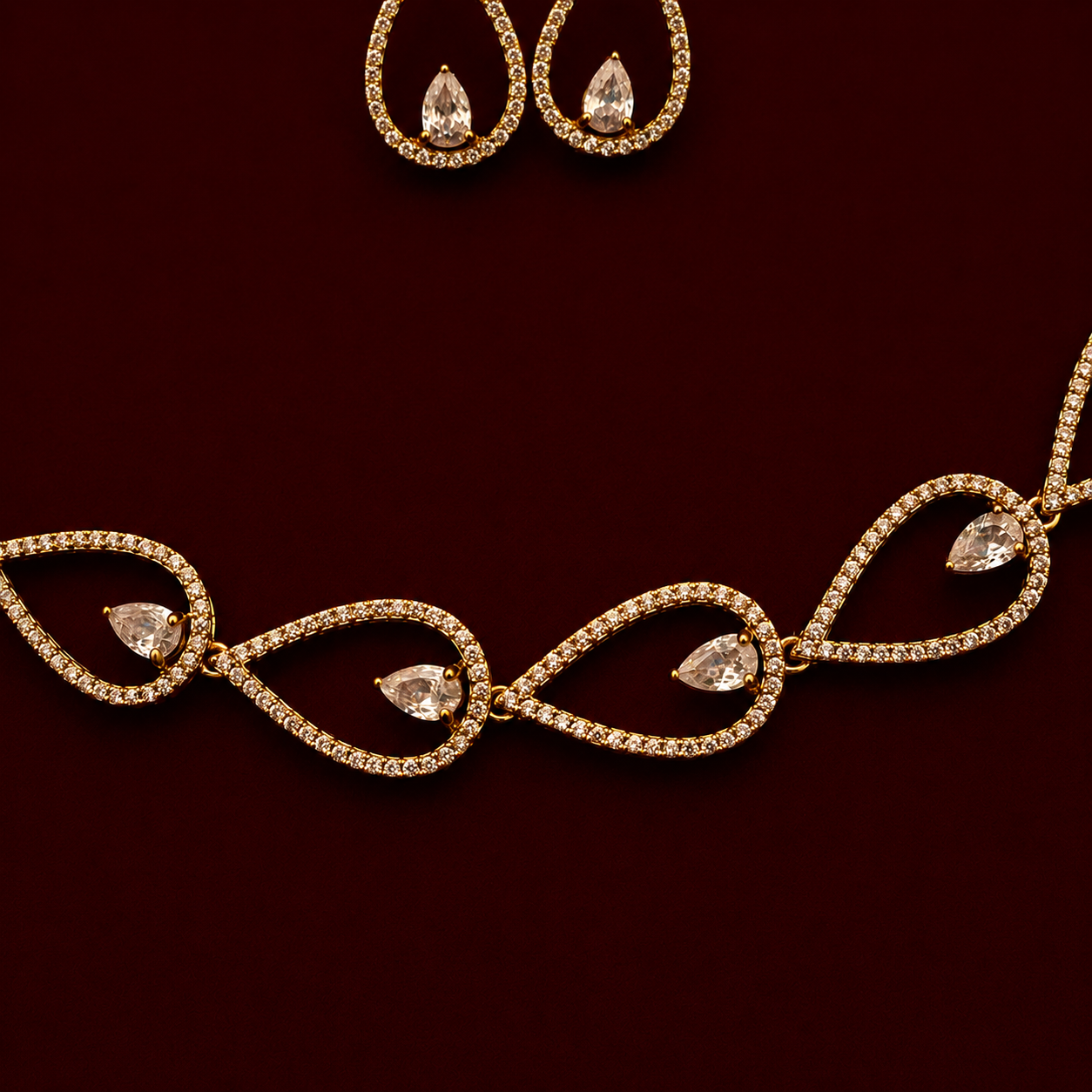 CZ Teardrop Necklace Set
