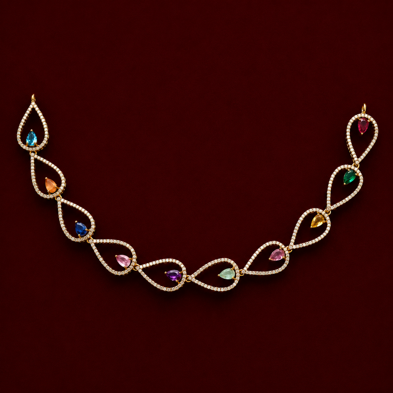 Multicolor Teardrop Necklace Set
