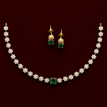 Emerald CZ Floral Necklace Set