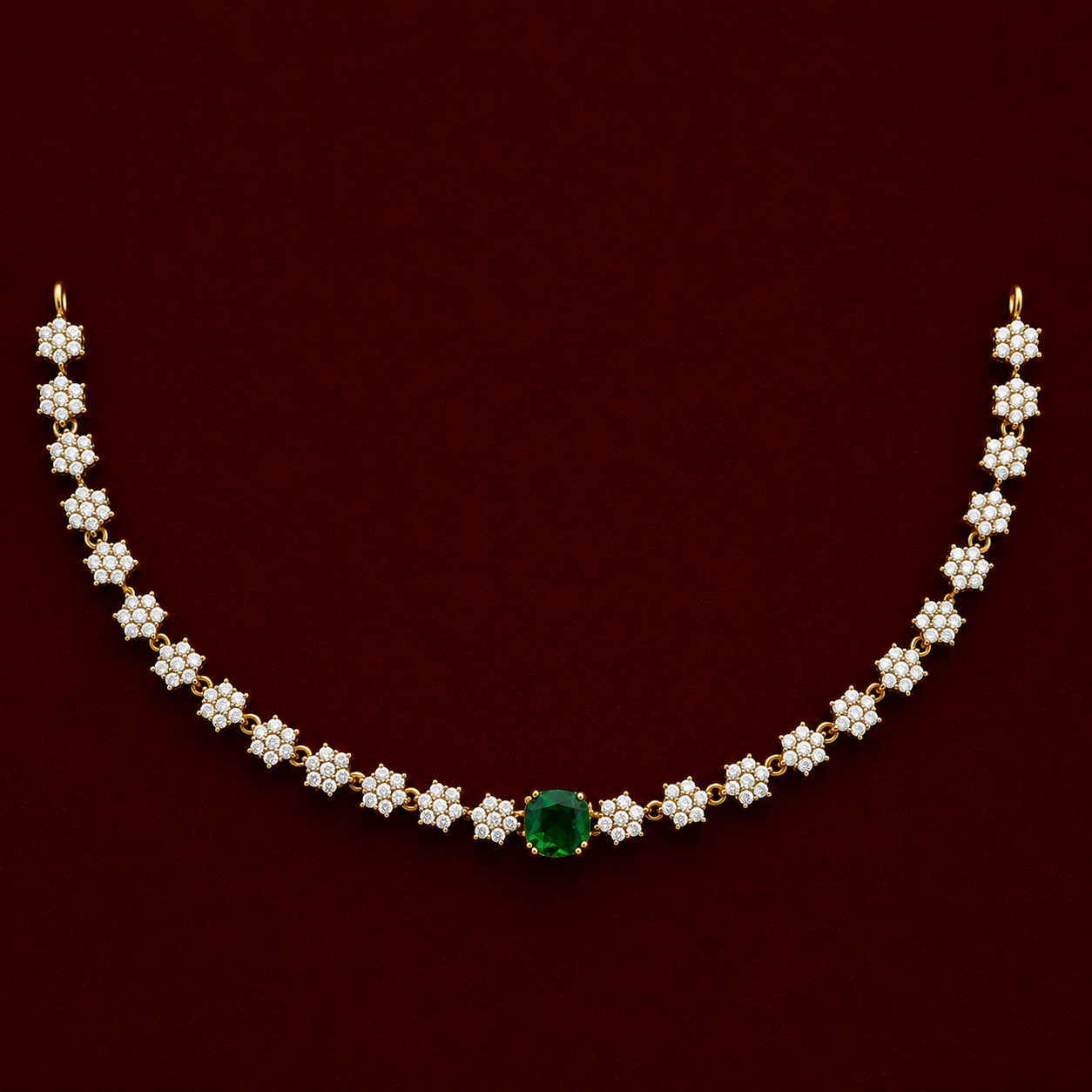 Emerald CZ Floral Necklace Set