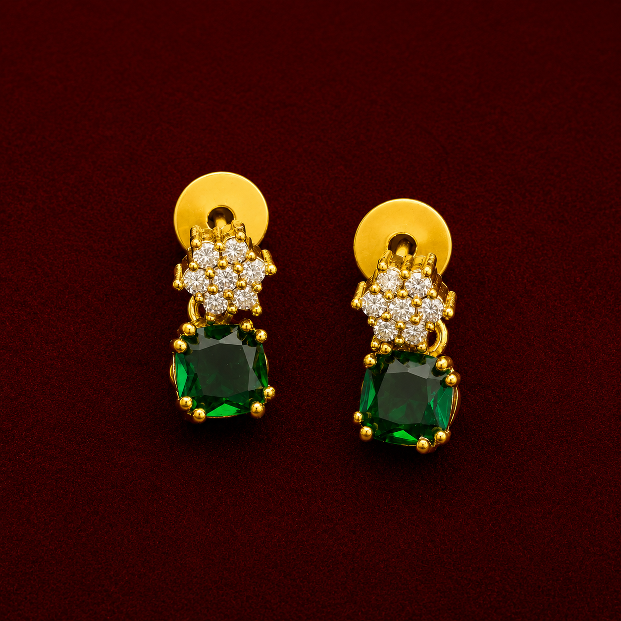 Emerald CZ Floral Necklace Set