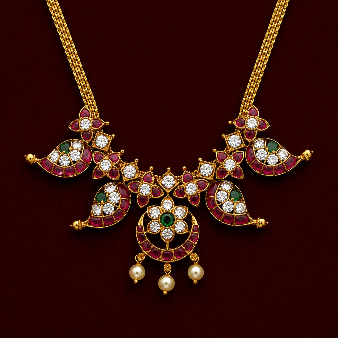 Paisley Floral Chandbali Necklace Set