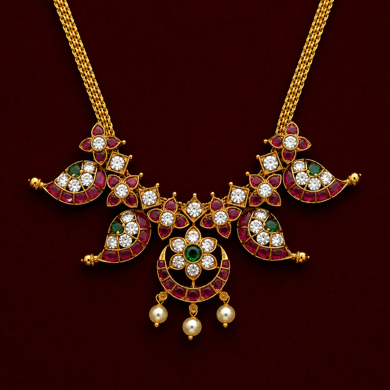 Paisley Floral Chandbali Necklace Set