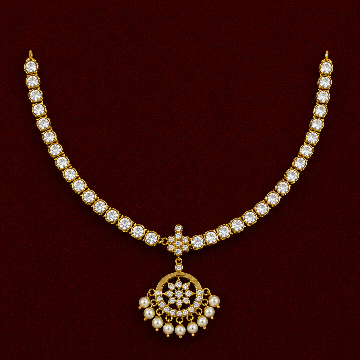 Pearl Drop AD Attigai Neckset
