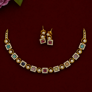 Pastel Prism Geometric CZ Necklace Set