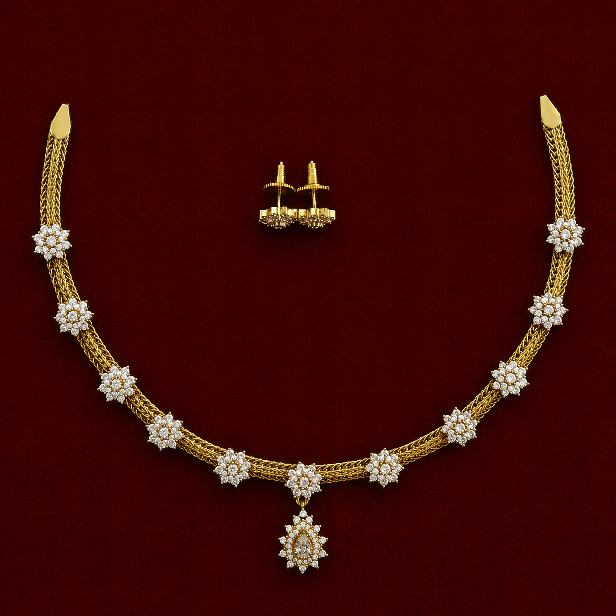 Celestial Bloom CZ Necklace Set