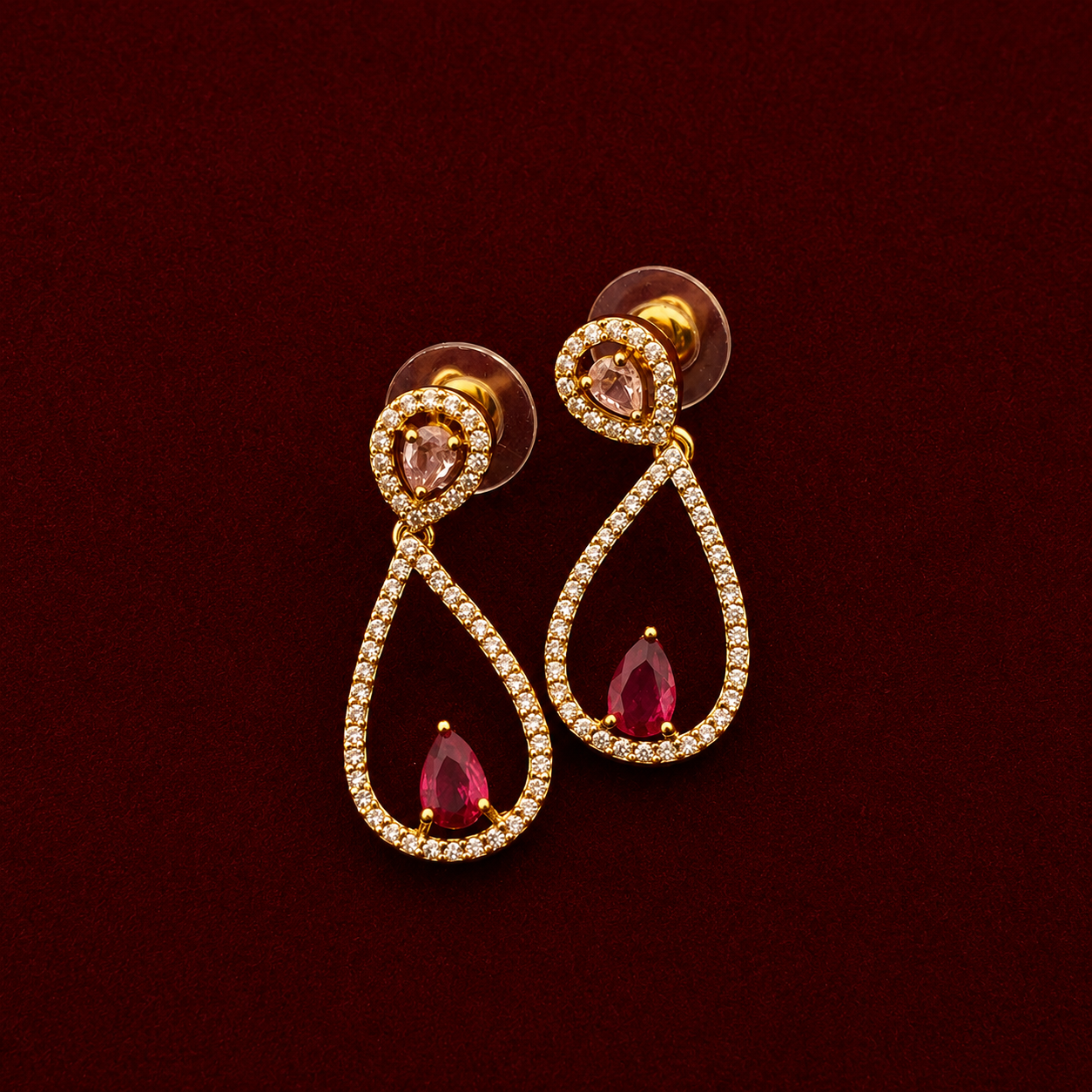 Ruby Teardrop Necklace Set
