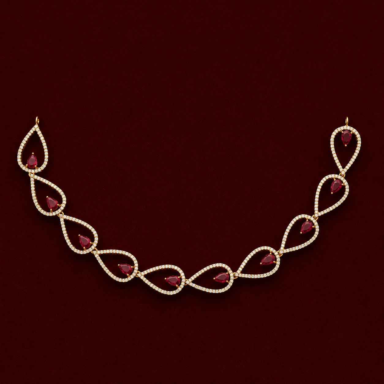Ruby Teardrop Necklace Set