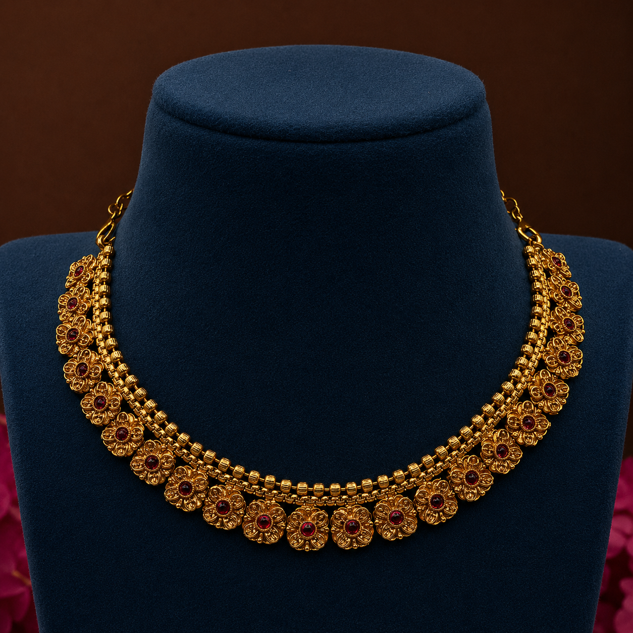 Ruby Floral Antique Choker Set
