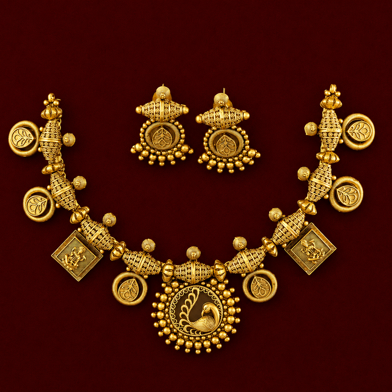 Antique Peacock Temple Choker Set