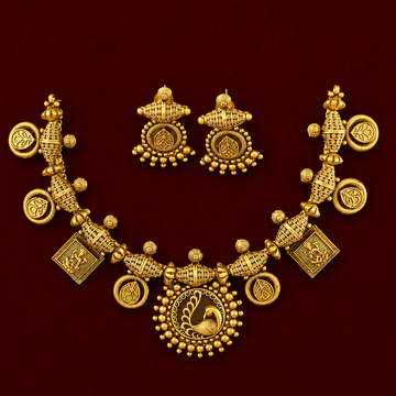 Antique Peacock Temple Choker Set